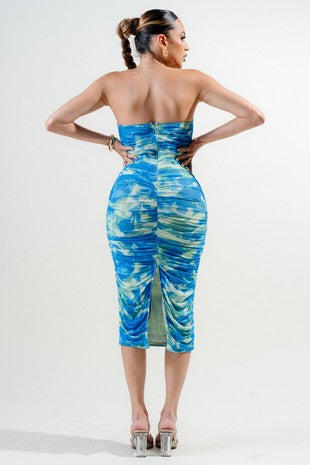 Mesh Print Midi Dress
