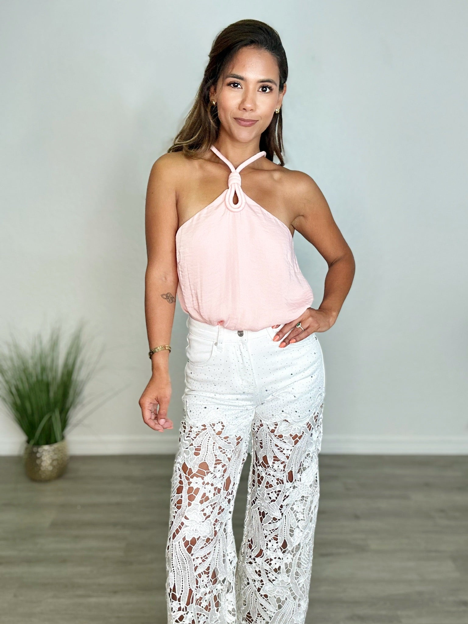 Women's Cord Keyhole Sleeveless Top