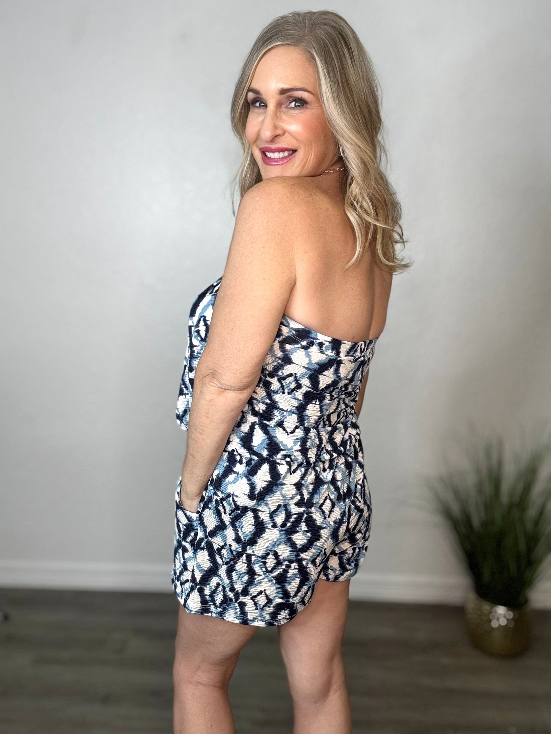 The Blue Sky Tube Top Romper