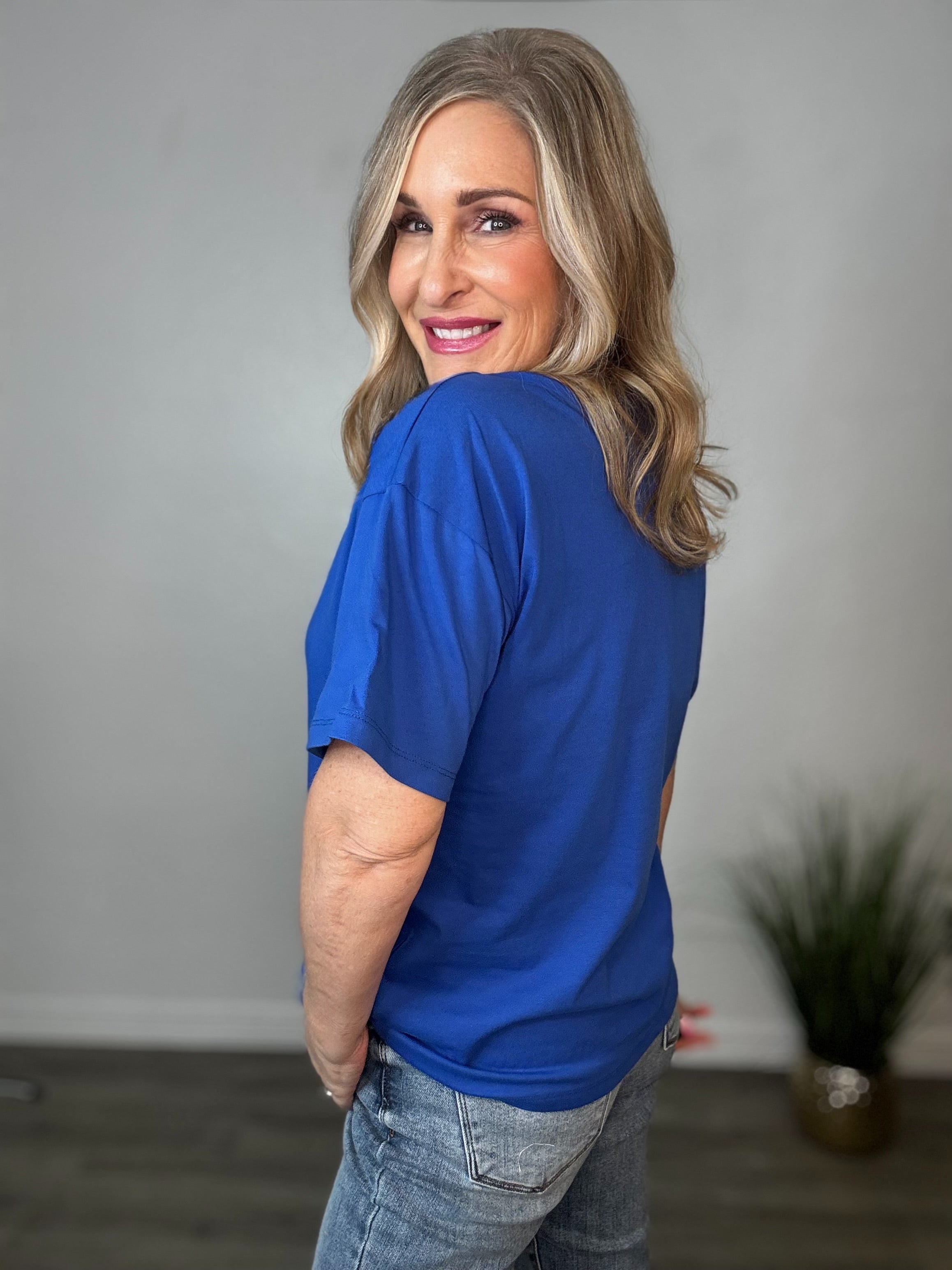 Star Sequin Detail Crew Neck Top