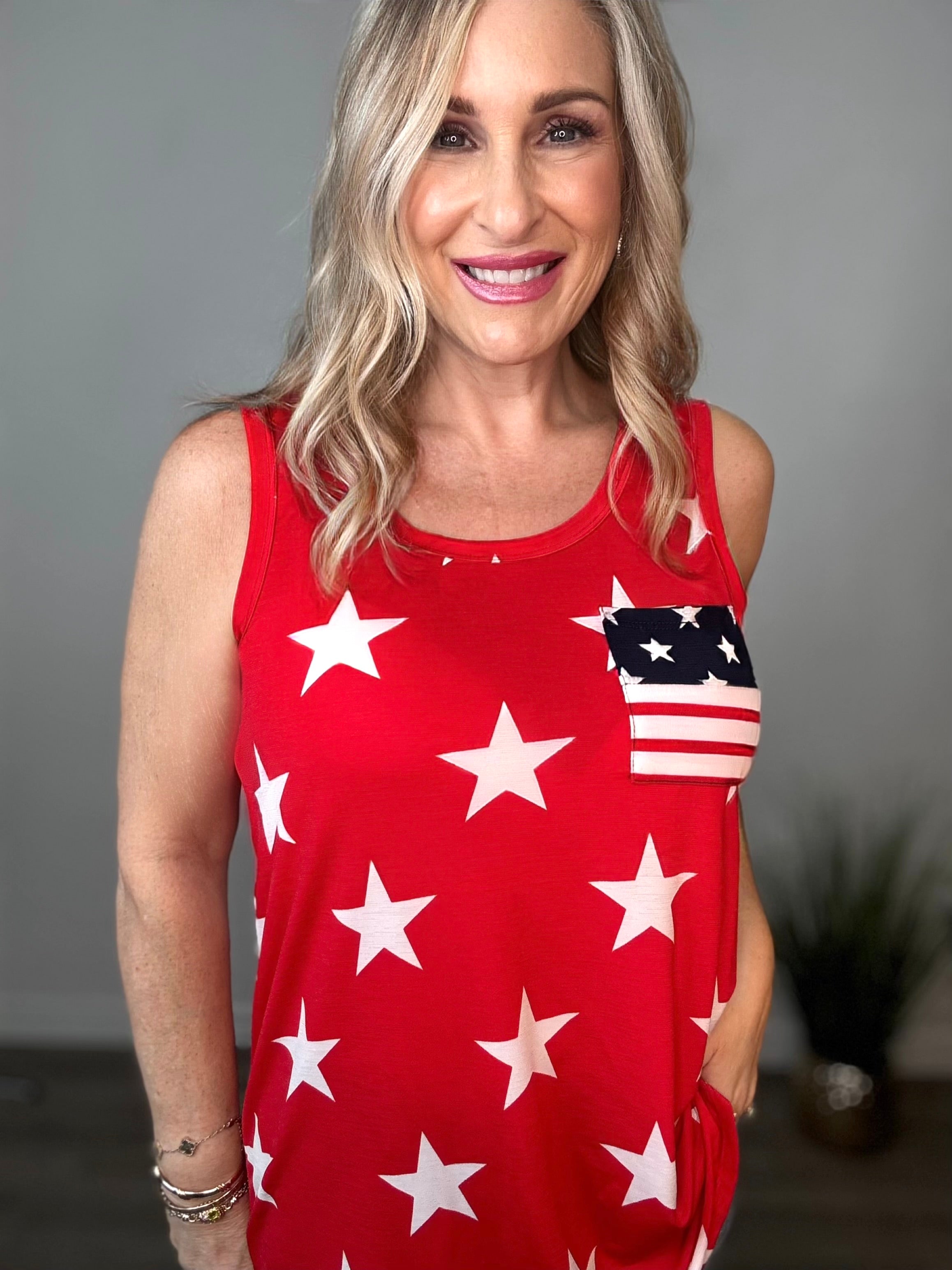 Patriotic Star Print Tank Top