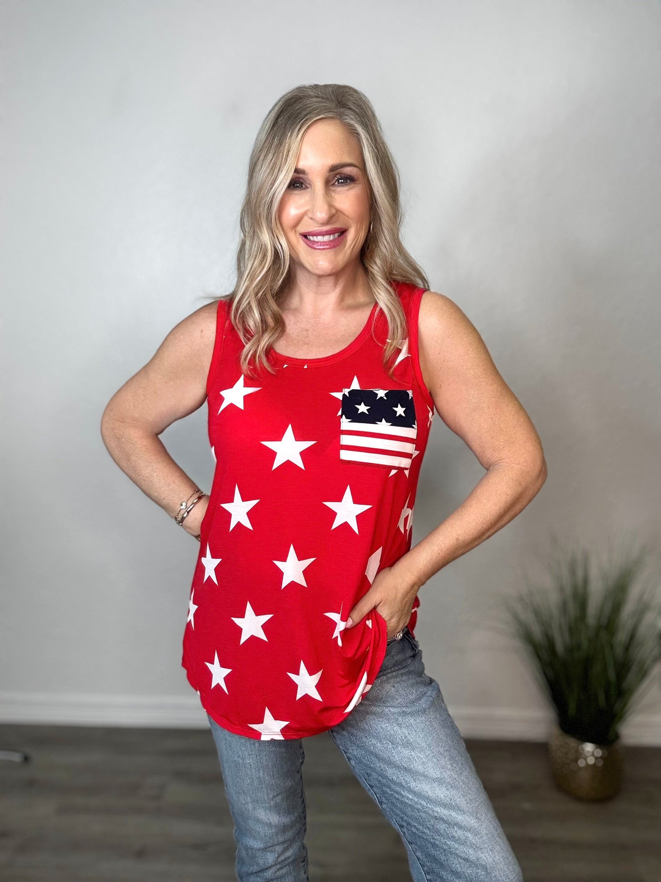 Patriotic Star Print Tank Top