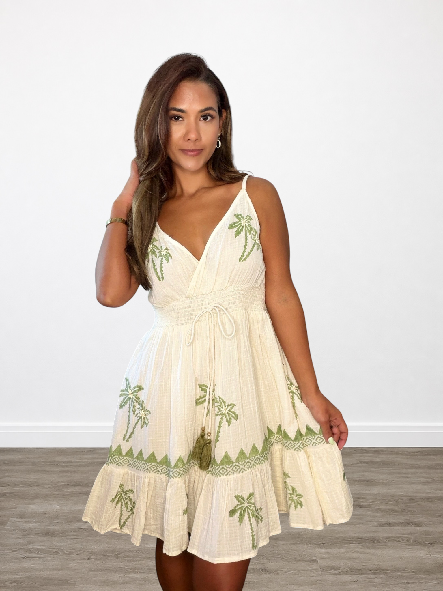 Palm Tree Print Mini Dress