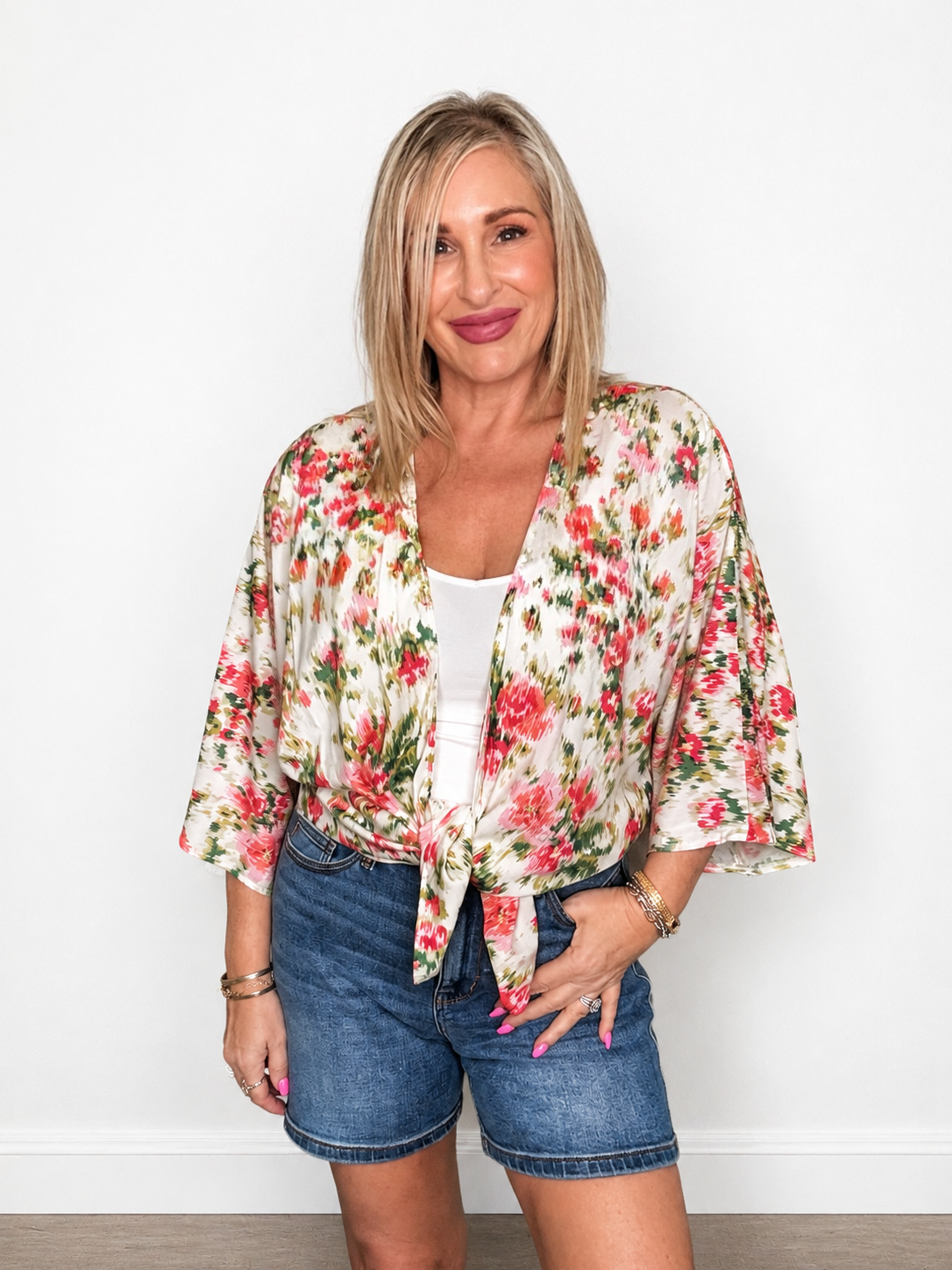 Floral Print Open Cardigan