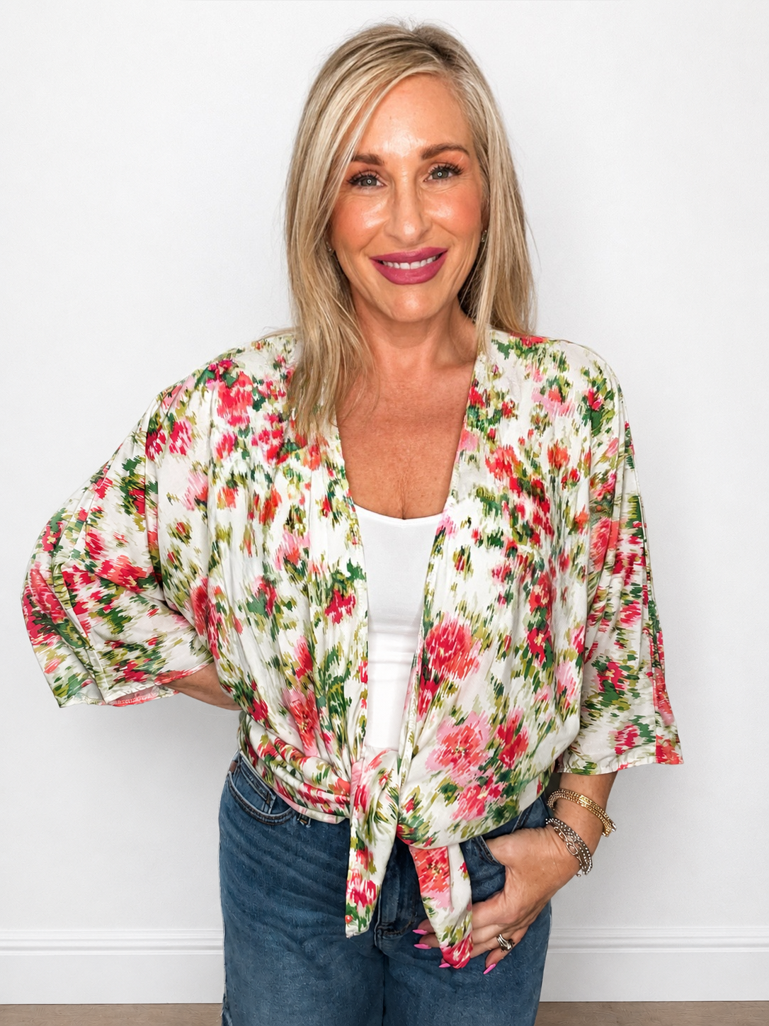 Floral Print Open Cardigan