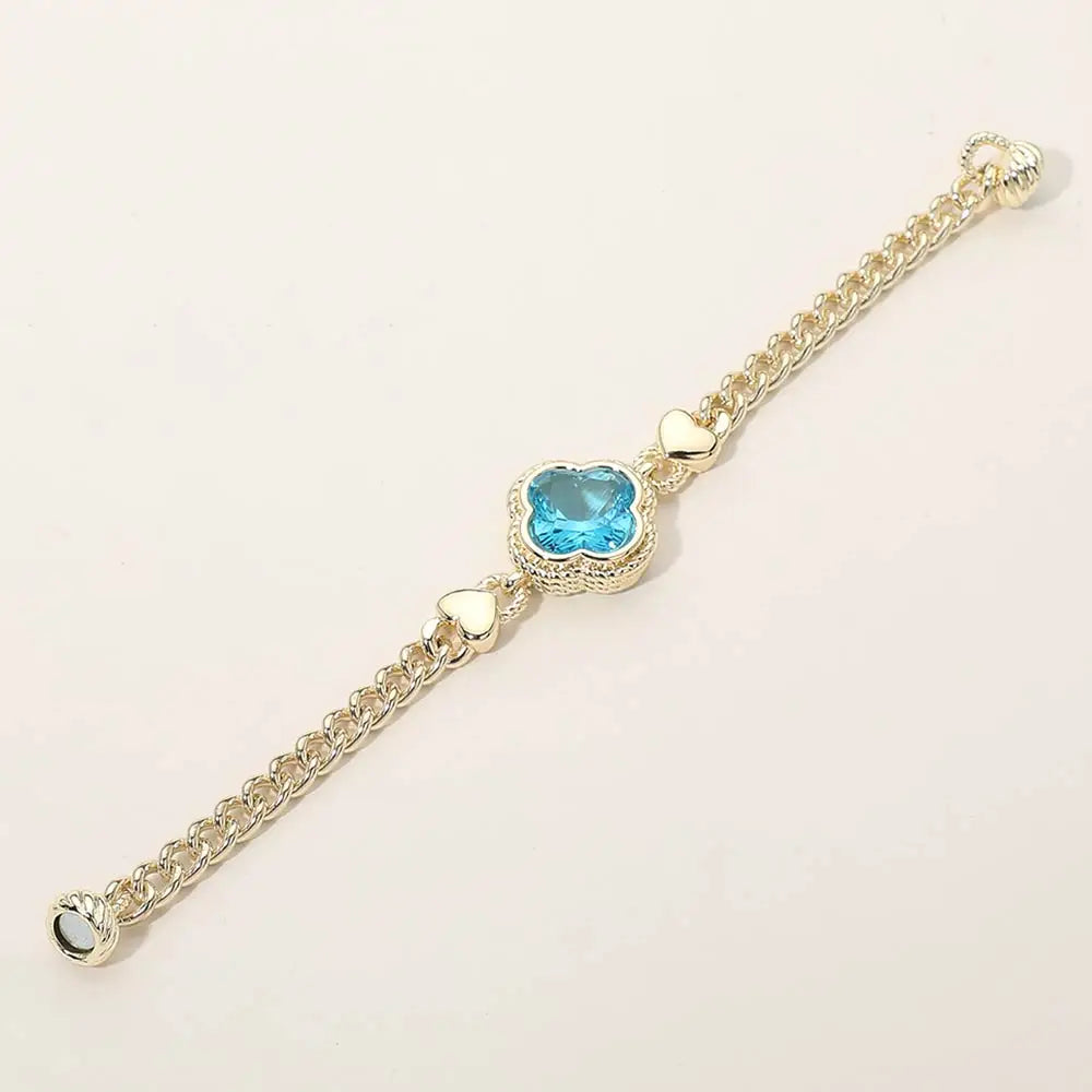 14K Gold Plated CZ Quatrefoil Magnetic Bracelet