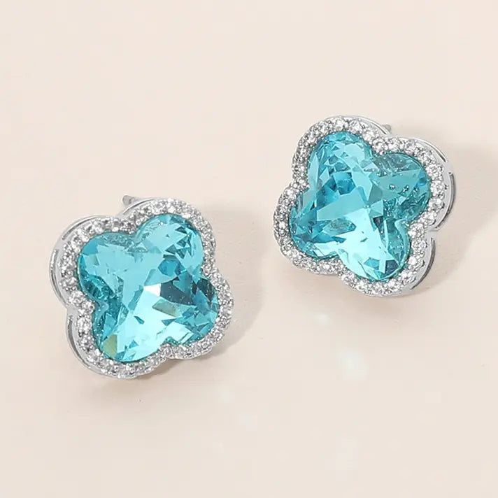 Quatrefoil Crystal Stud Earrings
