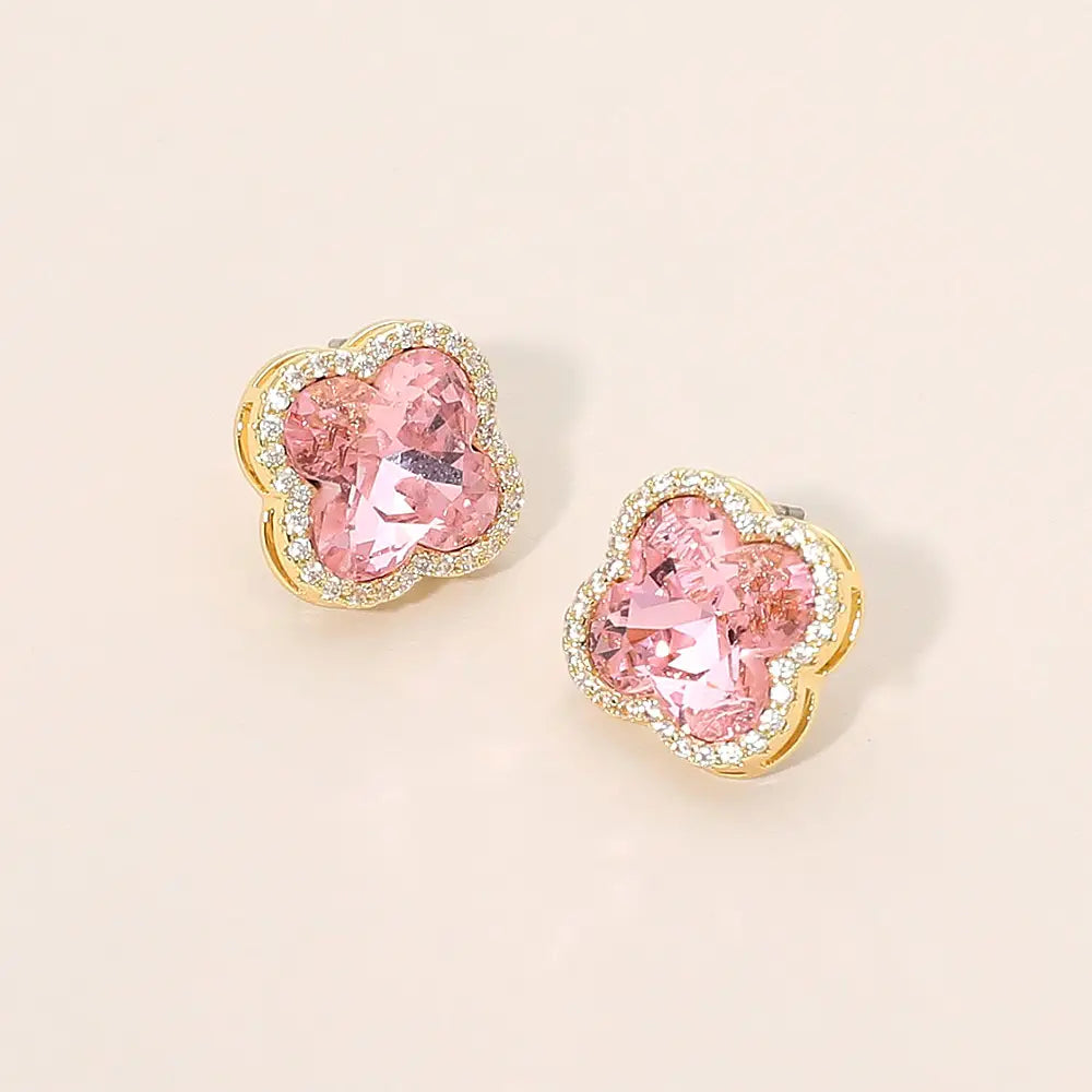 Quatrefoil Crystal Stud Earrings