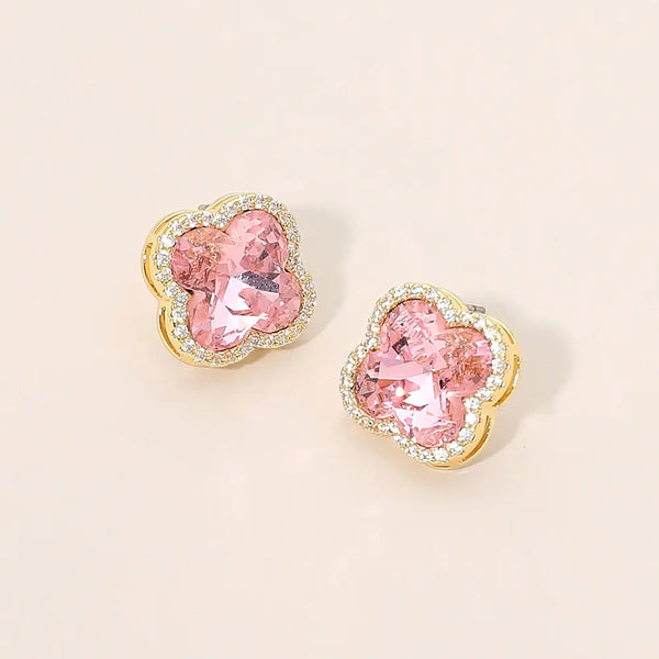 Quatrefoil Crystal Stud Earrings