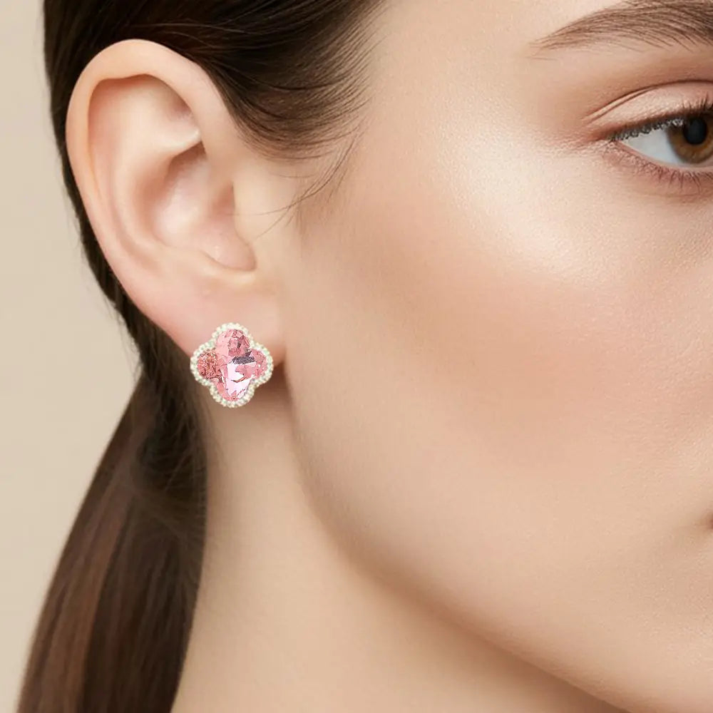 Quatrefoil Crystal Stud Earrings