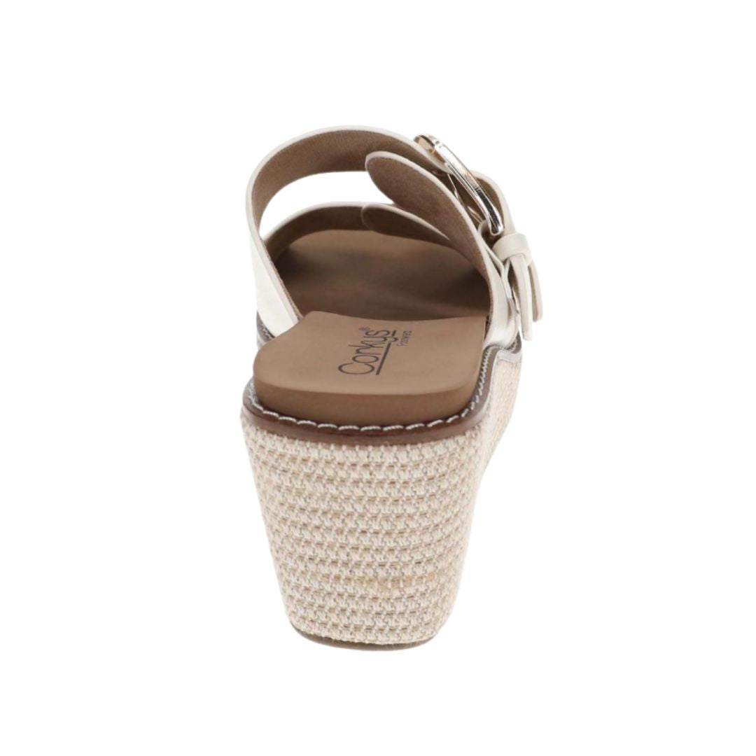 Corky's Ivory Double Buckle Wedge Sandals