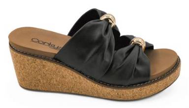Miss Understood Black Wedge Sandal by Corky's - Profile View