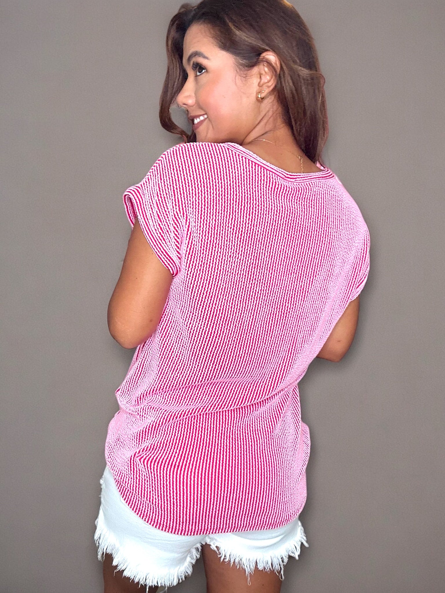 Ribbed Short Sleeve Top