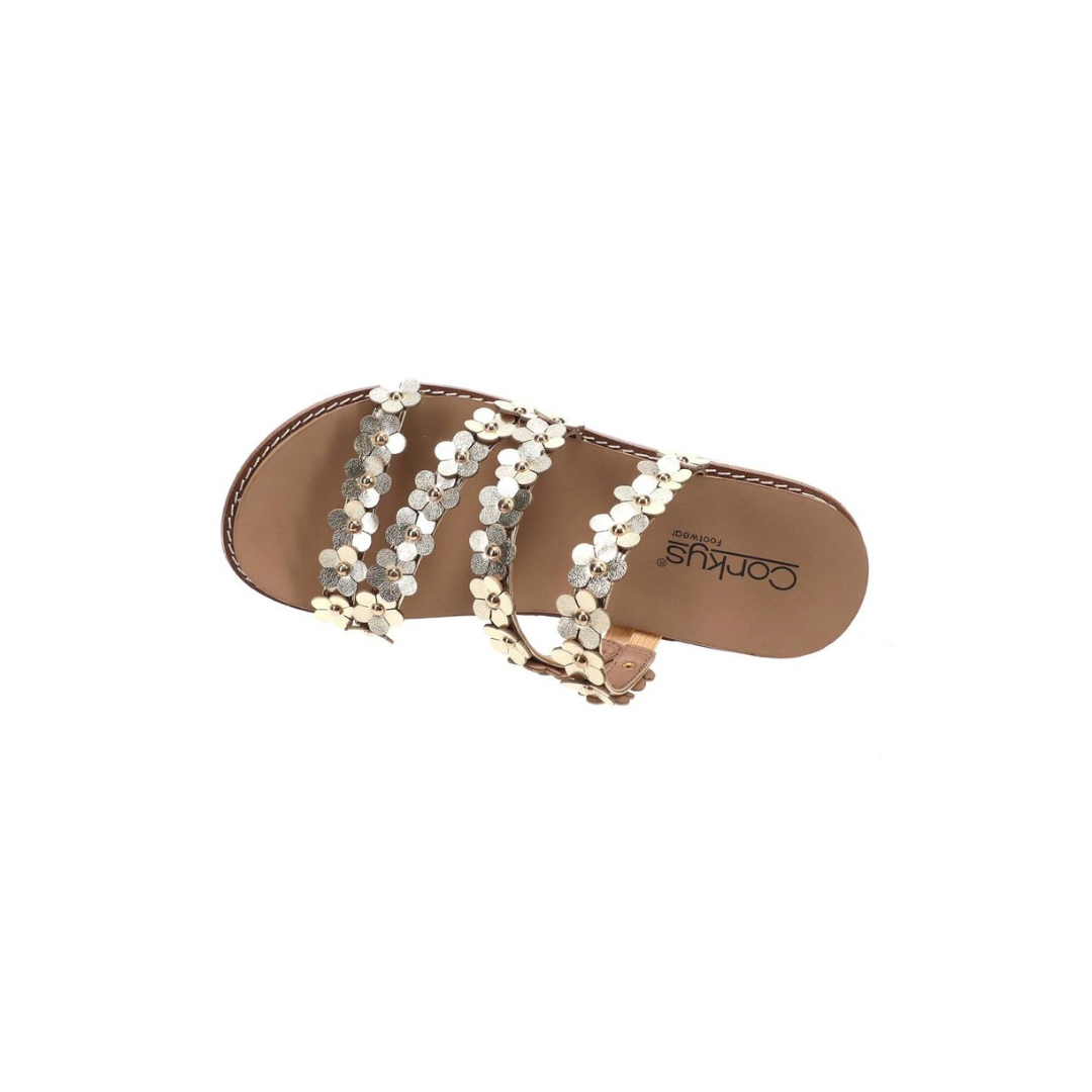 Let's Be Friends Gold Flower Wedge Shoes by Corky's