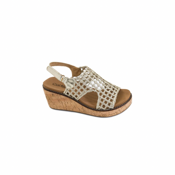Corkys Gold Woven Wedges