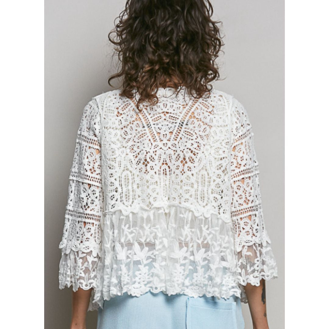 Mixed Crochet & Floral Lace Cardigan by POL