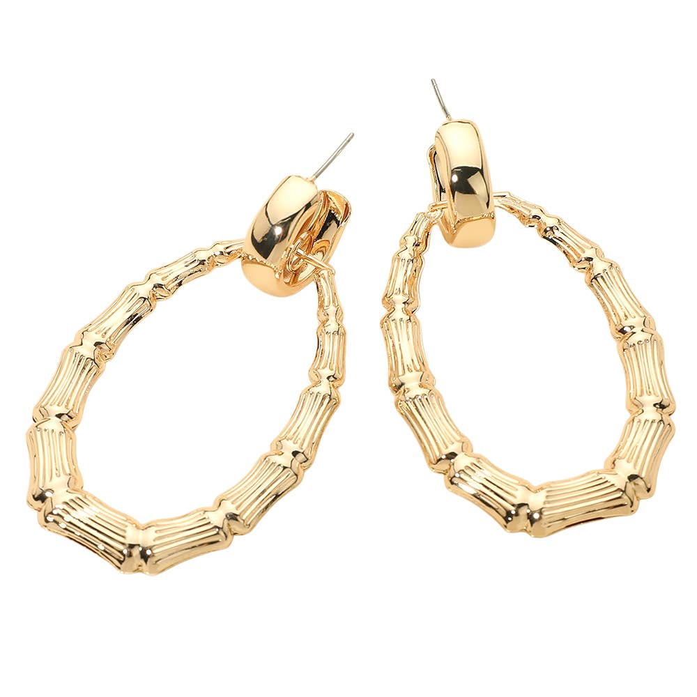 Bold Textured Metal Teardrop Hoop Earrings