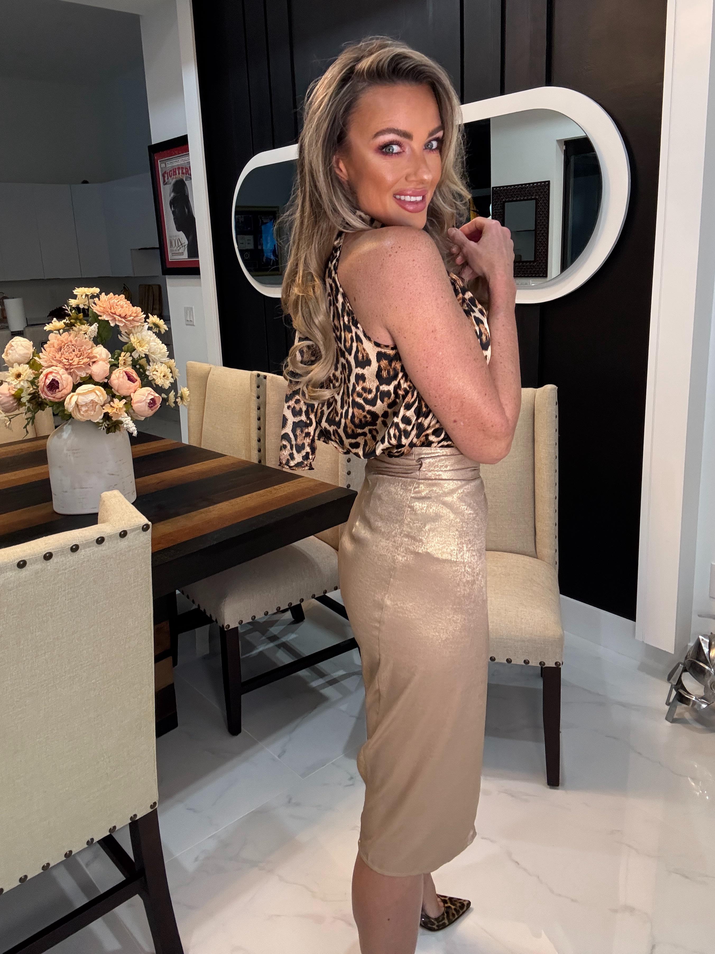 Gold Metallic Wrap Skirt