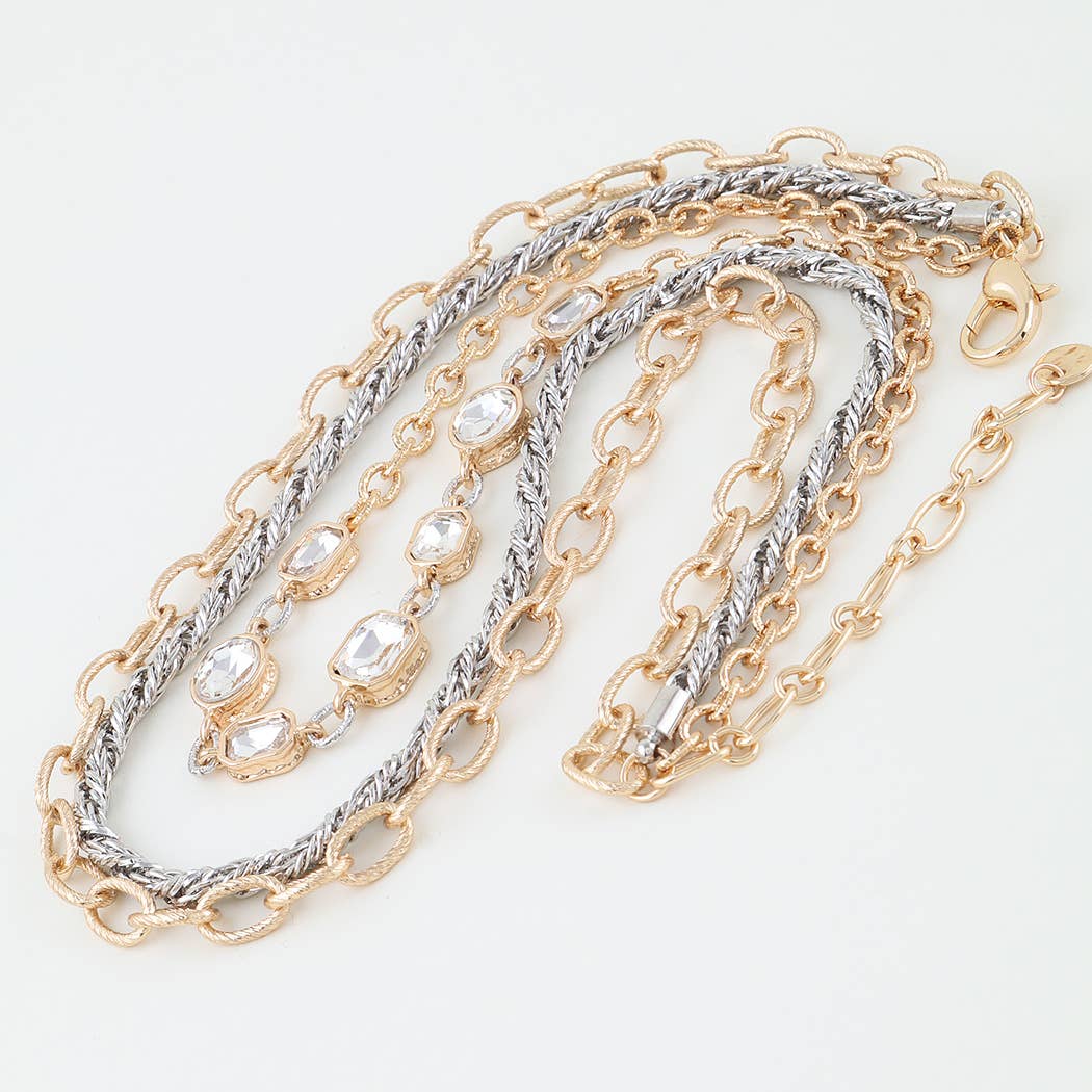Multi Rhinestone Charm Chain Necklace