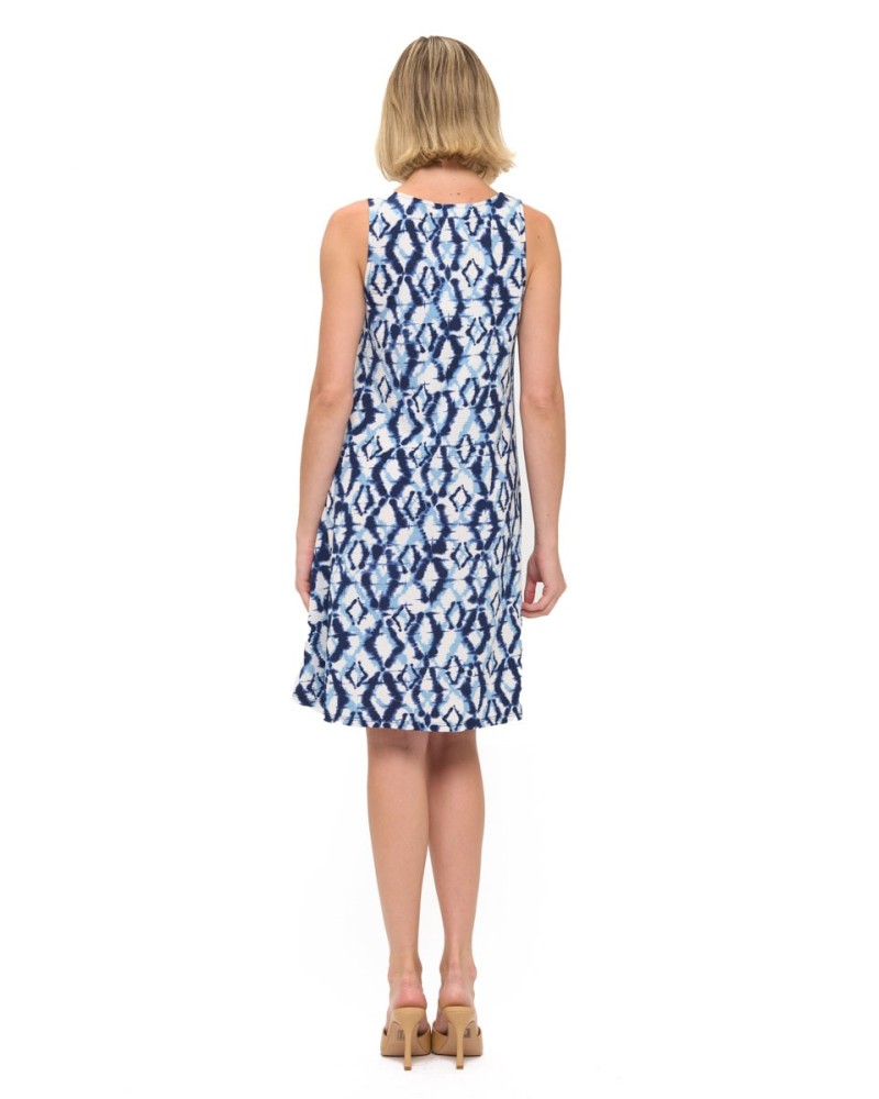 Ikat Diamond Print Sleeveless Mini Dress