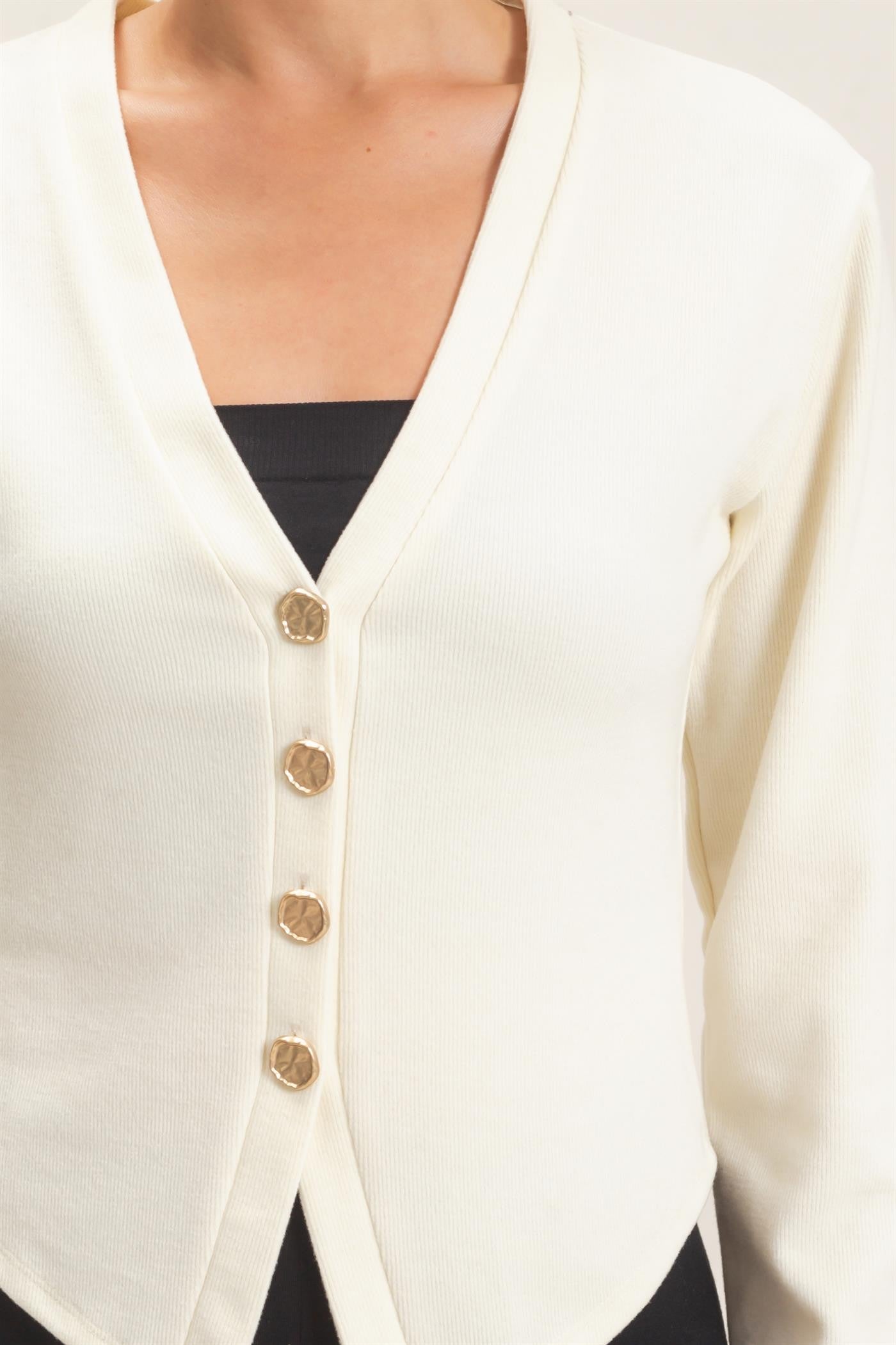 V-neck Buttoned Cardigan