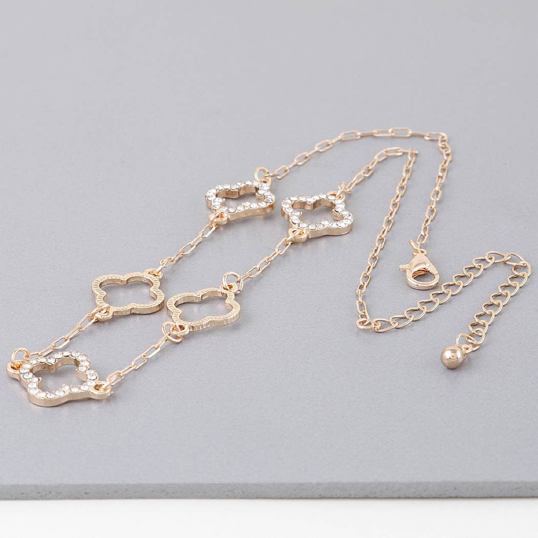Jeweled Clover Charm Necklace
