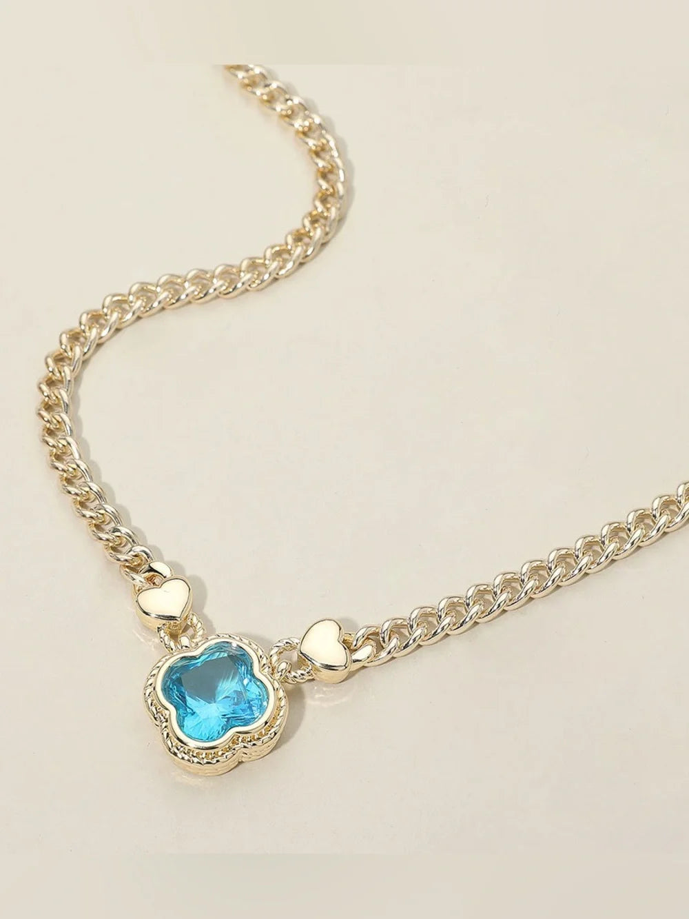 CZ Quatrefoil Pendant Chain Necklace